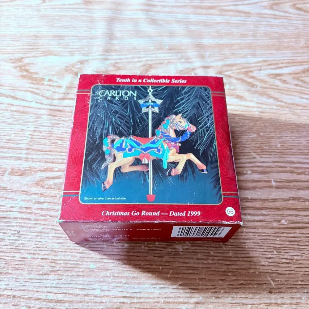 1998 VTG Carlton Cards Heirloom Ornament  Carousel Horse 